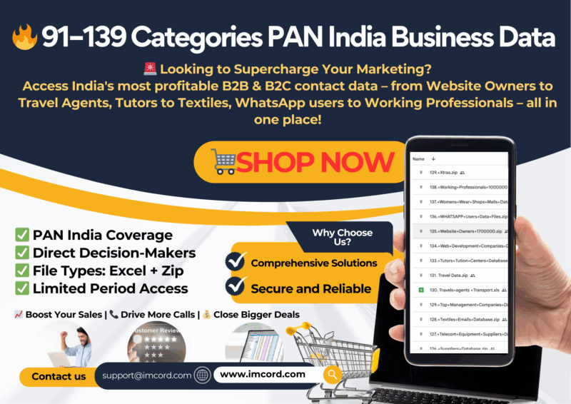 Unlock the Ultimate Business Database – 91 to 138 Pan India Categories!