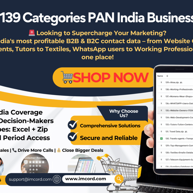 Unlock the Ultimate Business Database – 91 to 138 Pan India Categories!